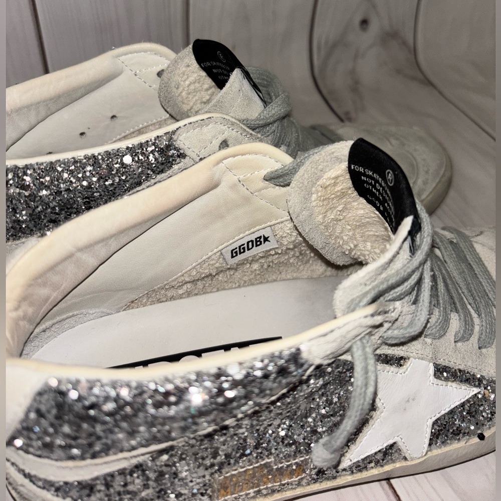 Golden goose women’s mid stars silver grey glitter 39 eu 9 tennis shoe sneaker - Picture 5 of 15